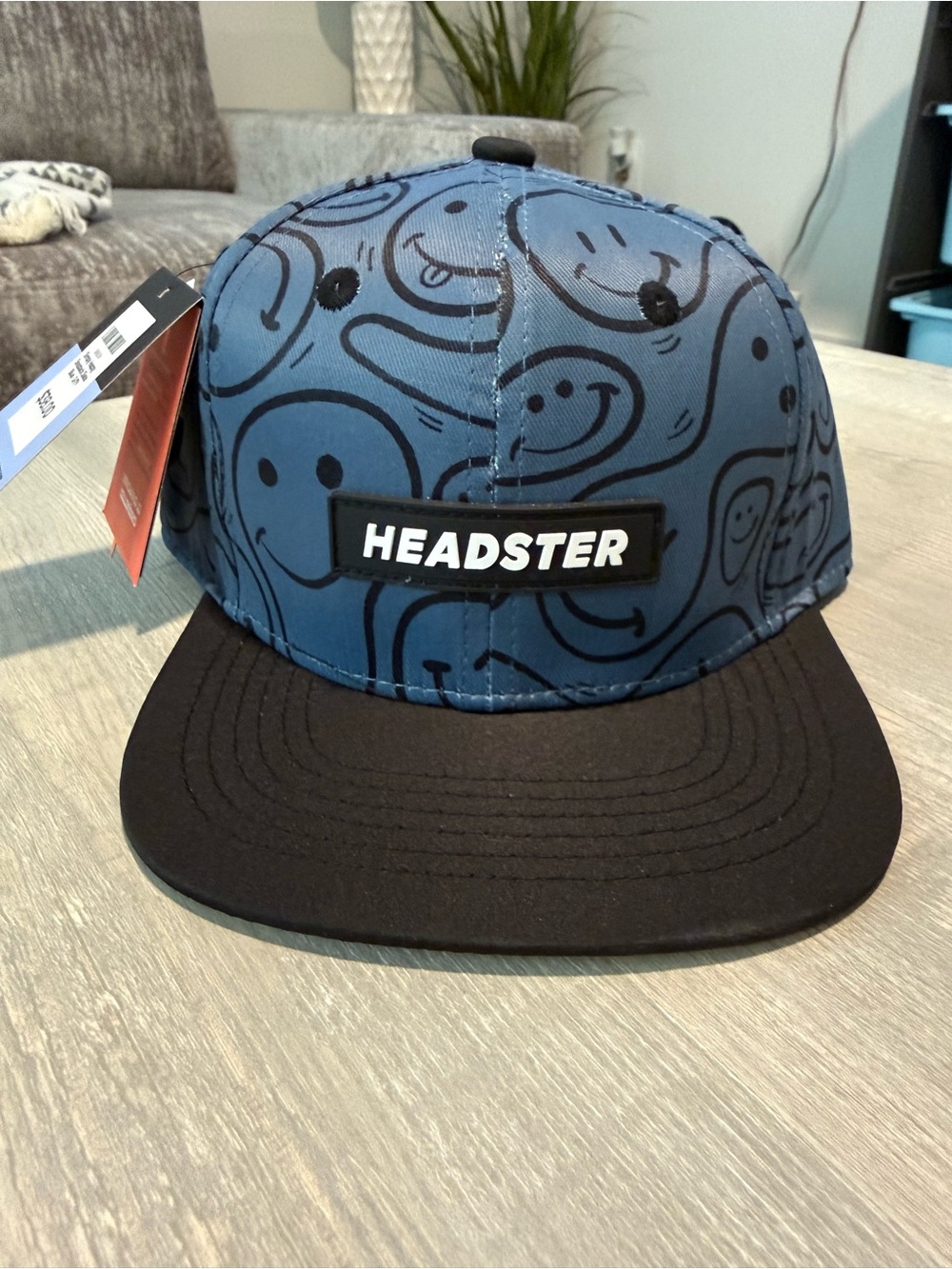 Headster Kids Blue Smiley Face Snapback Hat